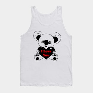 Valentine's Baby Koala Bear holding a heart. Tank Top